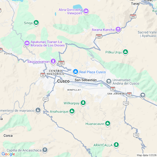 Mapa de la zona Marcavalle en Cusco