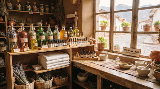 Línea de amenidades en vidrio ámbar para eco-lodges de Cusco